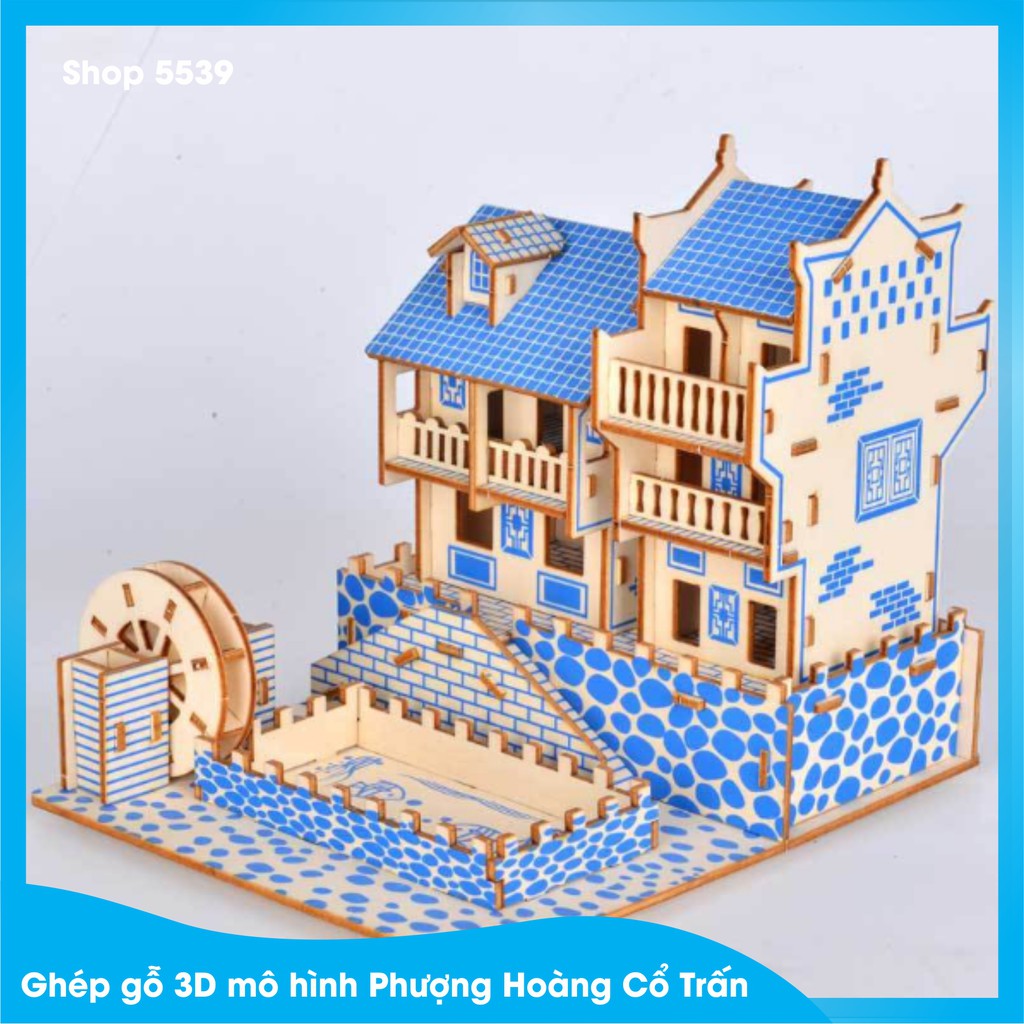 Đồ chơi ghép gỗ 3D phát triển kỹ năng cho bé mô hình danh lam thắng cảnh Phượng Hoàng Cổ Trấn