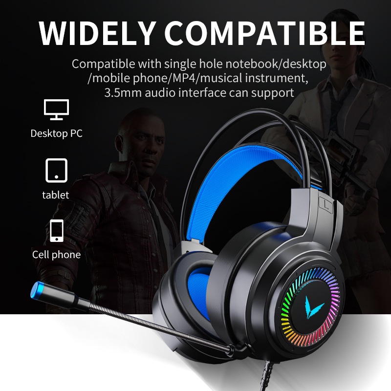 Tai nghe Gaming chụp tai màu hồng có đèn Led và Mic, headphone cho PC, lap, điện thoại
