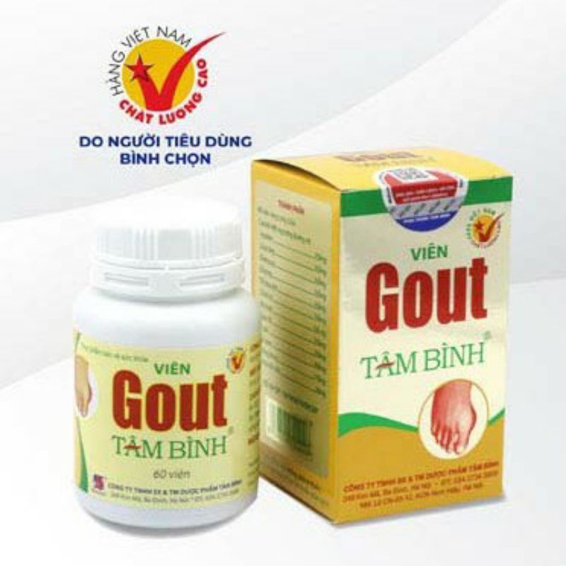 [Lọ 60v] Viên Gout Tâm Bình, Hỗ trợ giảm Gut từ thảo dược, giảm acid uric máu - Trung Đông Pharmacy