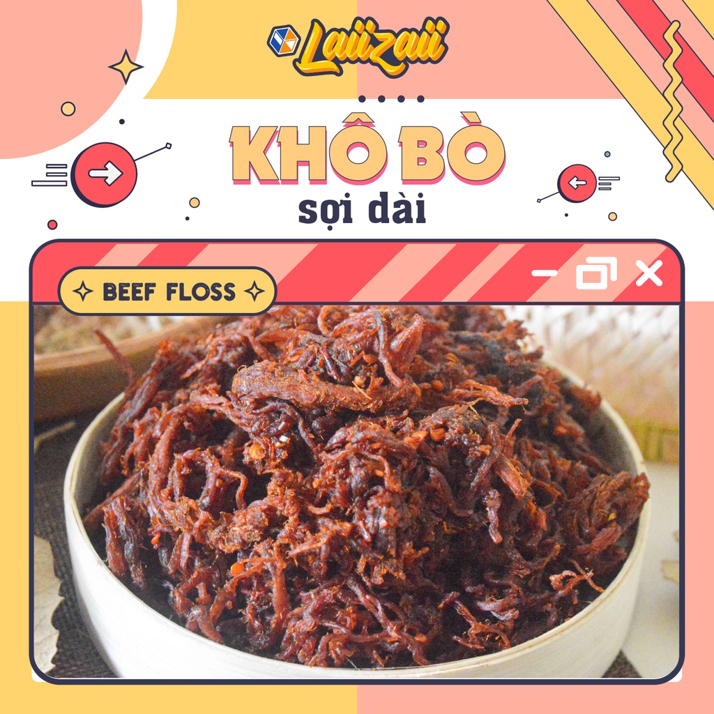 Hộp khô bò sợi dài Laiizaii (500 gram) - Đồ ăn nhanh ngon lành, chất lượng, uy tín - Ship hỏa tốc Đà Nẵng