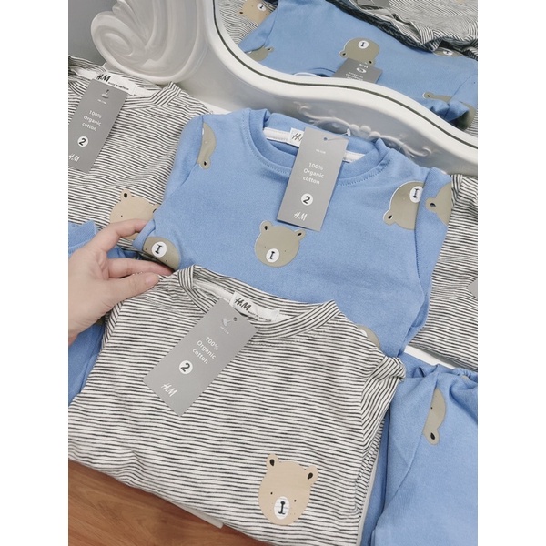 Sét 2 bộ hình gấu xanh kẻ cho BT