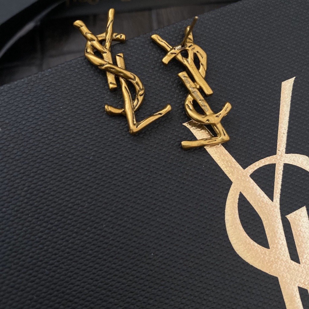 Khuyên Tai Tròn Khắc Chữ YSL Thời Trang Cho Nữ