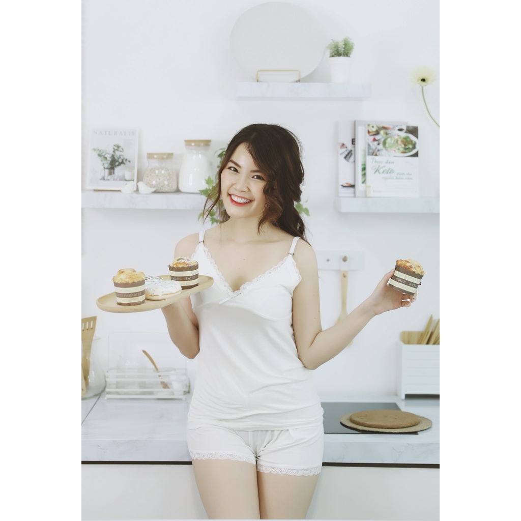 Bộ đồ ngủ 2 dây Ren đùi cộc tay sexy gợi cảm -🎀FREE SHIP🎀 -Quần áo mặc nhà nữ quyến rũ, mềm mịn, mát mẻ - DihenSleewear | BigBuy360 - bigbuy360.vn