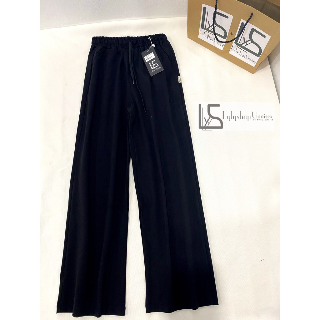 Quần ống rộng Lylyshop Unisex, quần dài cạp chun có dây rút điều chỉnh eo vải co dãn dày dặn mặc 4 mùa | BigBuy360 - bigbuy360.vn