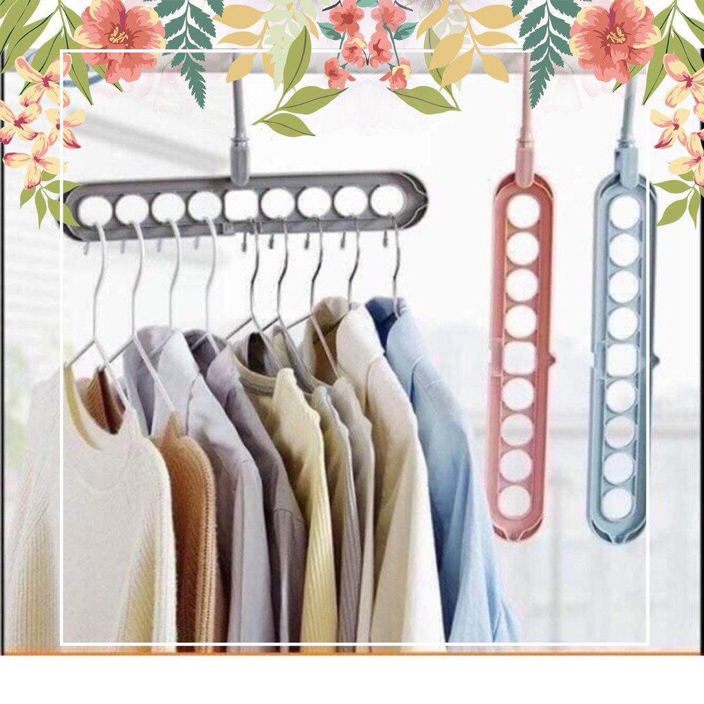Móc treo đồ, móc treo quần áo đa năng 9 lỗ thông minh tiết kiệm diện tích tủ tối ưu, siêu tiện dụng - DMA store