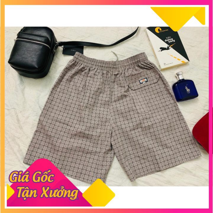 Quần Short Kaki Nam Kẻ Caro - Quần Ngố Kaki Nam Lưng Thun Thời Trang Chất Vải Kaki Mềm Mịn