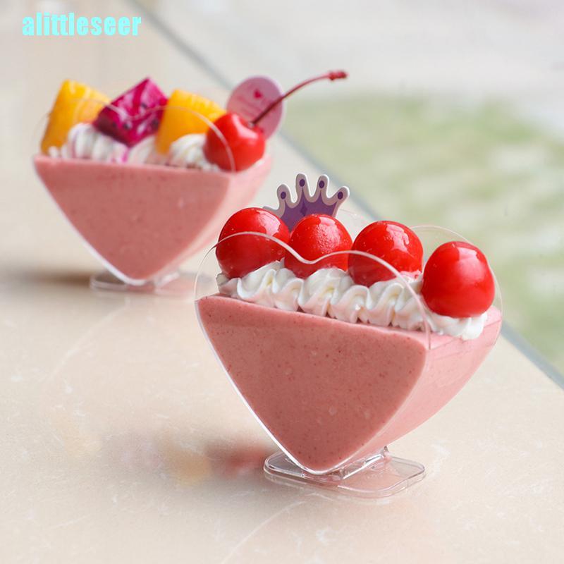 Cốc Nhựa Đựng Bánh Pudding Trái Tim Dùng Một Lần Tiện Lợi