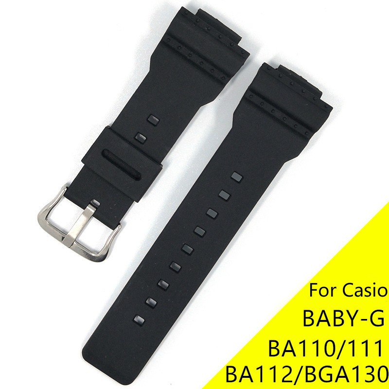 Dây đồng hồ cao su silicone màu đen thay thế cho Casio G-Shock Baby-G Ba110 BA111 BA112 Bga130