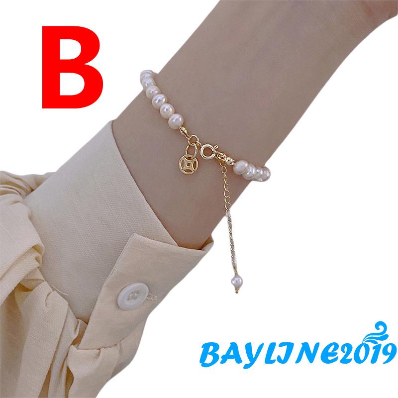 Vòng tay xâu chuỗi hạt ngọc trai có thể điều chỉnh kích thước