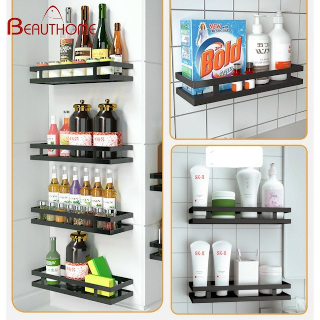Giá Để Gia Vị Đen Dán Tường Gạch Men - Kệ Để Gia Vị Nhà Bếp Không Cần Khoan Vít | BigBuy360 - bigbuy360.vn