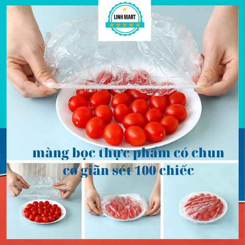 Màng bọc thực phẩm co giãn siêu dai có chun hình túi gấu set 100 chiếc LINH MART
