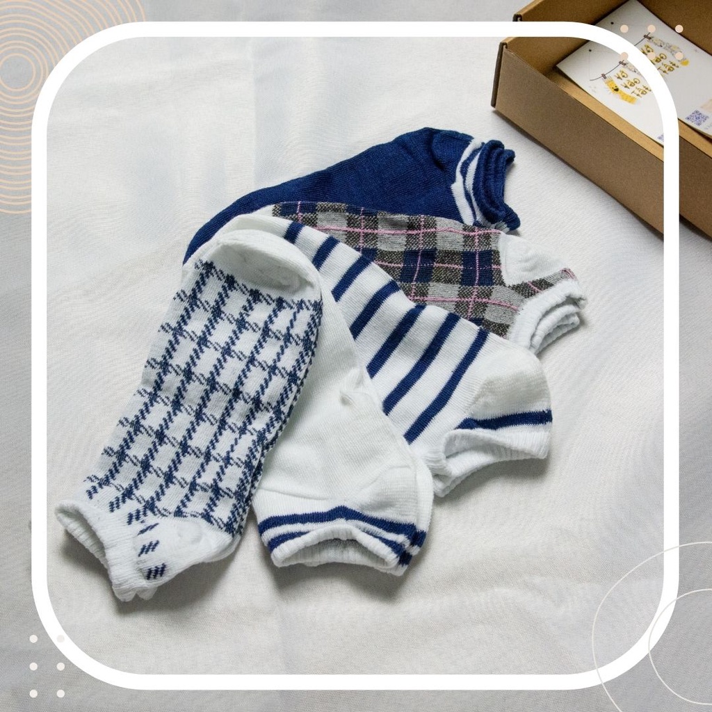 5 đôi vớ/ tất nữ cổ ngắn xanh đậm