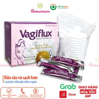 Bình rửa vệ sinh phụ nữ Vagiflux gồm 1 bình rửa và 10 gói muối