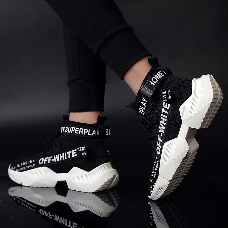 Off White Giày Thể Thao Cổ Cao Phối Lưới Thoáng Khí Thời Trang Cho Nam Mềm | BigBuy360 - bigbuy360.vn