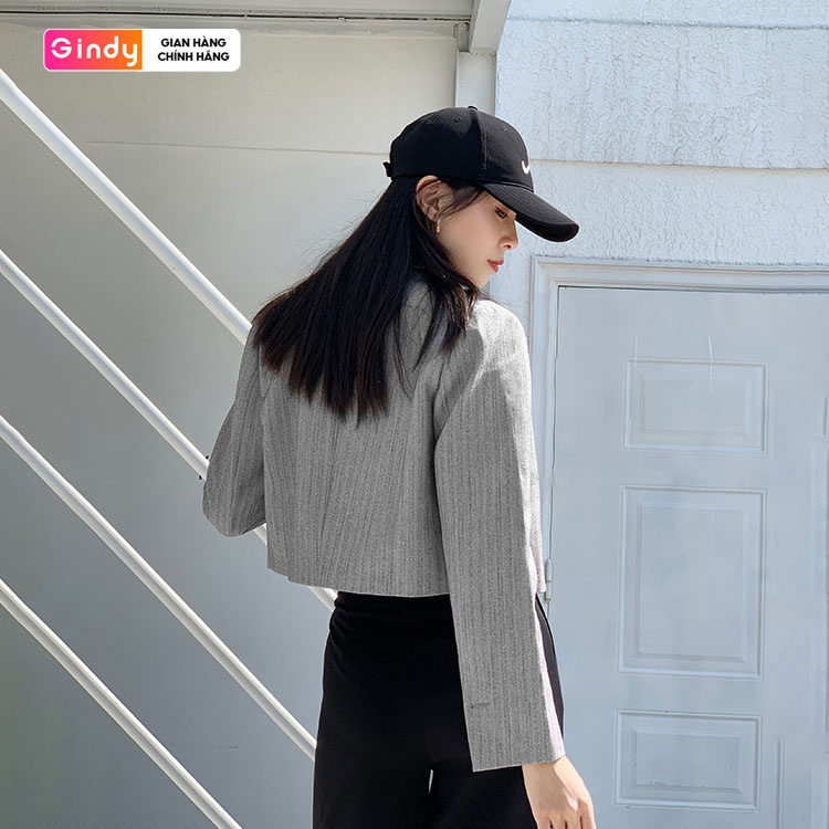 Áo khoác nữ áo blazer ctoptop GINDY cổ vest 2 lớp tay dài dáng lửng có đệm vai thời trang thu đông phong cách A10122