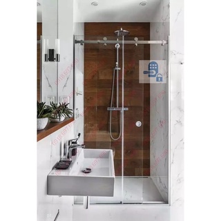Bộ bánh treo cửa trượt lùa kính nhà tắm chạy trên cây inox hộp