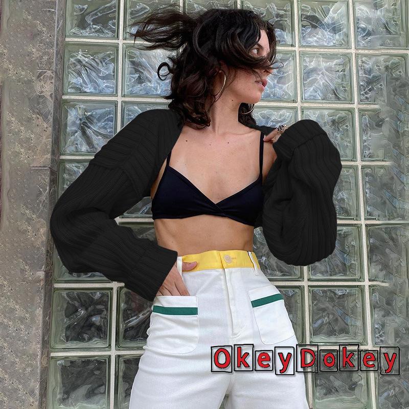 Áo Khoác Dệt Kim Siêu Ngắn Dáng Rộng Thiết Kế Đơn Giản Gợi Cảm Cho Nữ