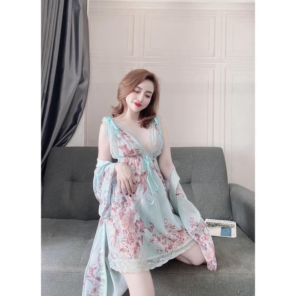 Váy Ngủ Xuyên Thấu Nữ, Set Đồ Ngủ Sexy 3 Món ( Váy Ngủ, Áo Choàng Kèm Quần ) , Đầm Ngủ Mặc Nhà Bigsize Chất Voan Tơ. | BigBuy360 - bigbuy360.vn