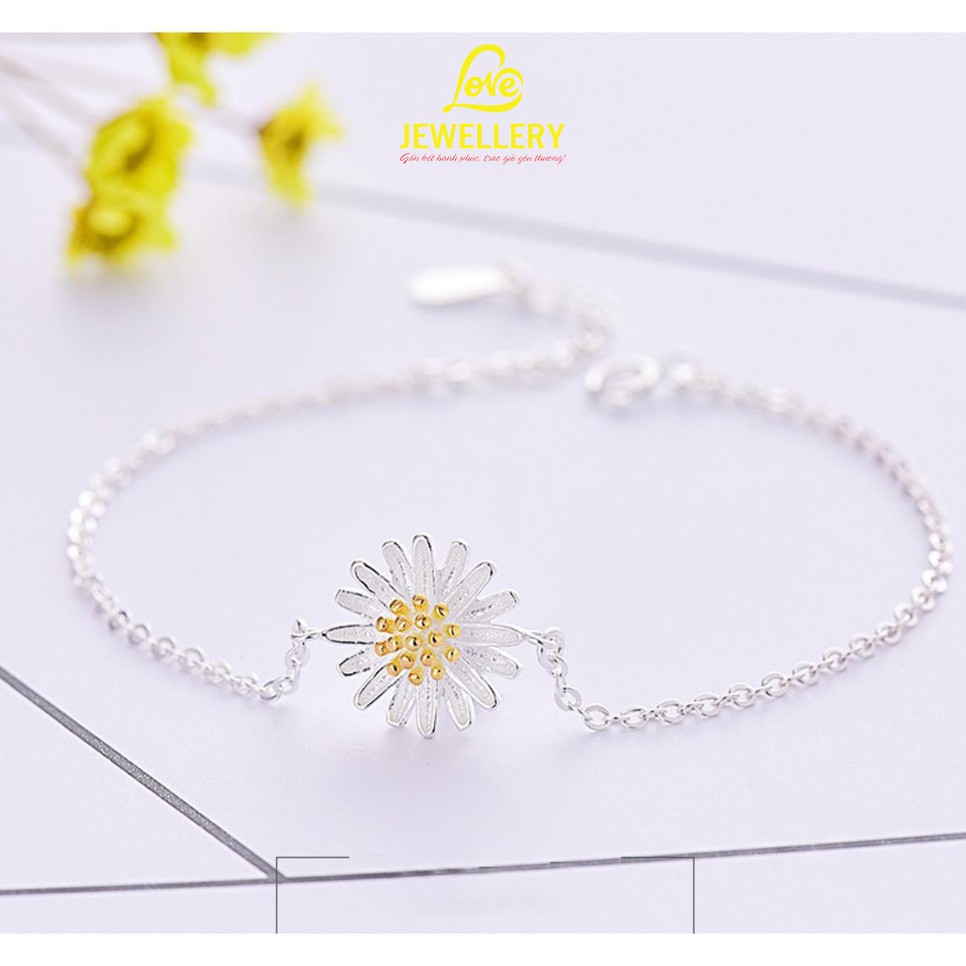 Lắc tay bạc Ý, Vòng Tay Bạc TNC JEWELLERY hoa cúc phong cách, đẹp cá tính dành cho nữ