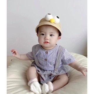Set yếm + sơ mi kẻ style Korean