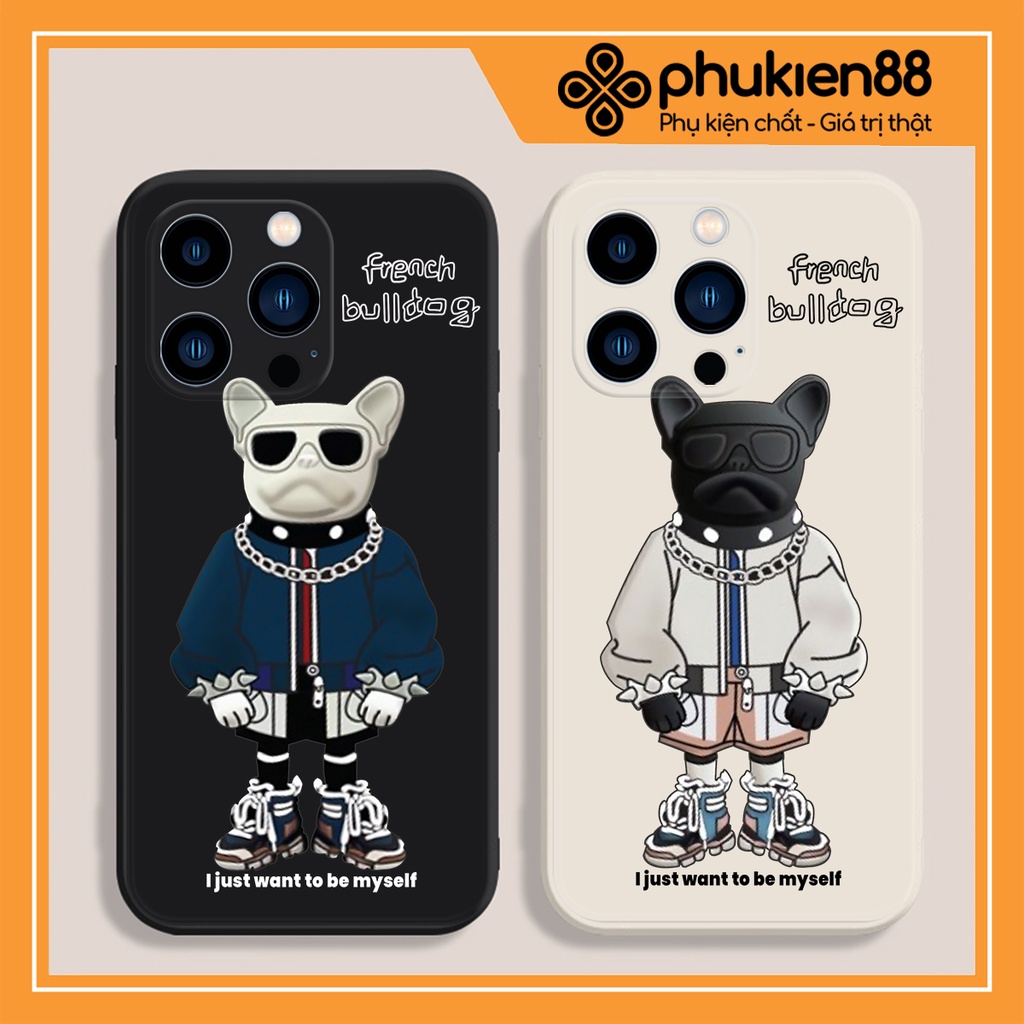 Ốp lưng ip French Bulldog cạnh vuông 6/6plus/6s/6splus/7/7plus/8/8plus/x/xr/xs/11/12/13/pro/max/plus/promax