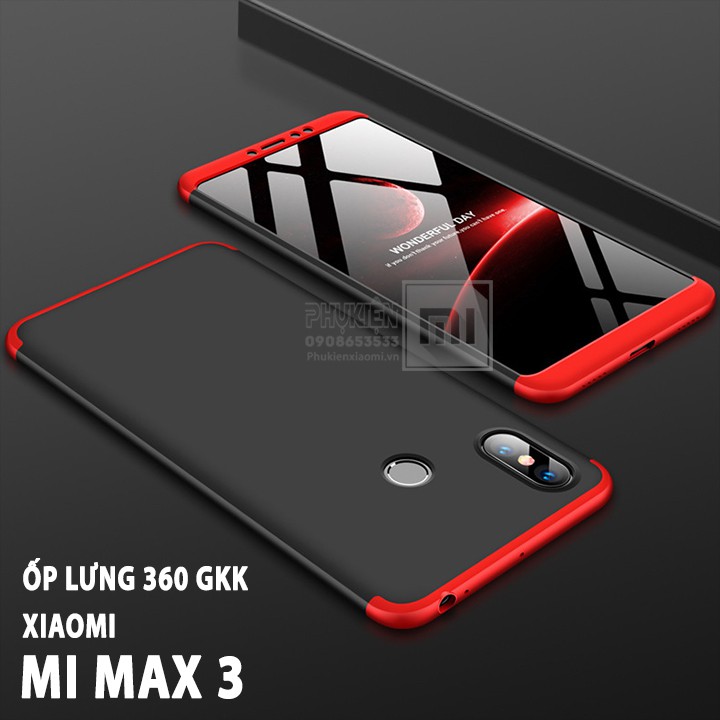 Ốp Lưng Xiaomi Mi Max 3 GKK 360 Độ (3 mảnh) - Viền Màu, Full Màu
