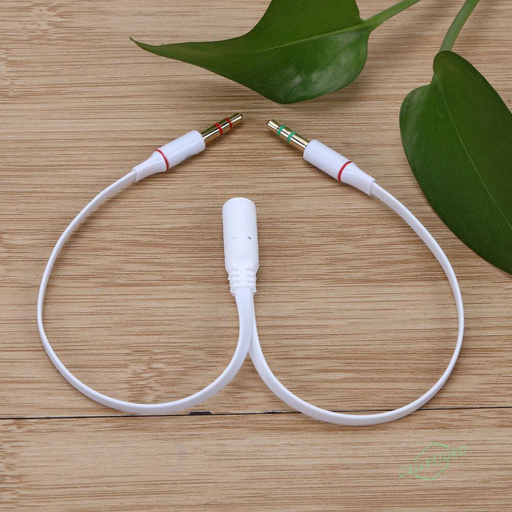 CS 3.5mm 1 to 2 Audio Cable Single-hole Computer Headphone Mic Adapter