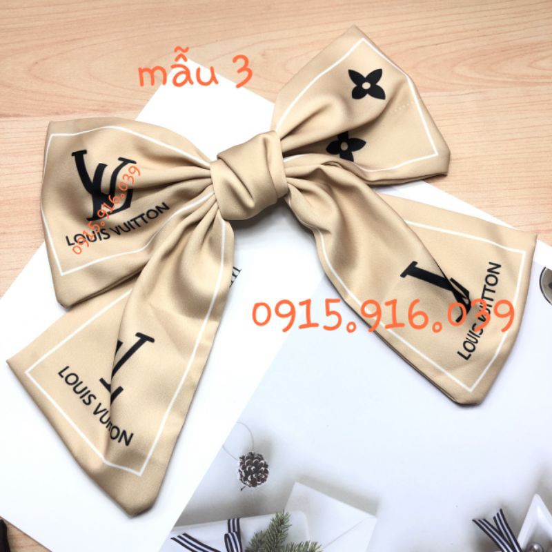 Kẹp Tóc Nơ Lớn phong cách Hàn, Kẹp tóc đính nơ in chữ cái thời trang