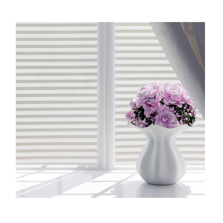 Decal giấy dán kính sọc trắng trơn khổ 45cm keo sẵn