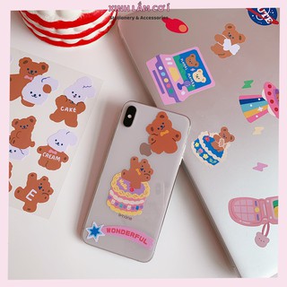 STICKER Gấu Nâu Cake Bear Dễ Thương Chống Nước [Xinh Lắm Cơ Í]