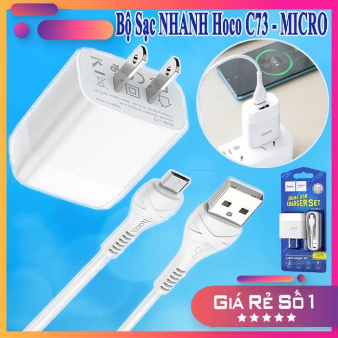 [FREESHIP] BỘ CÁP SẠC ANDROI SIÊU NHANH - Củ Sạc Nhanh 2 Cổng C73 Và Cáp Micro Usb - PHỤ KIỆN CÔNG NGHỆ HÀ NỘI - 42003