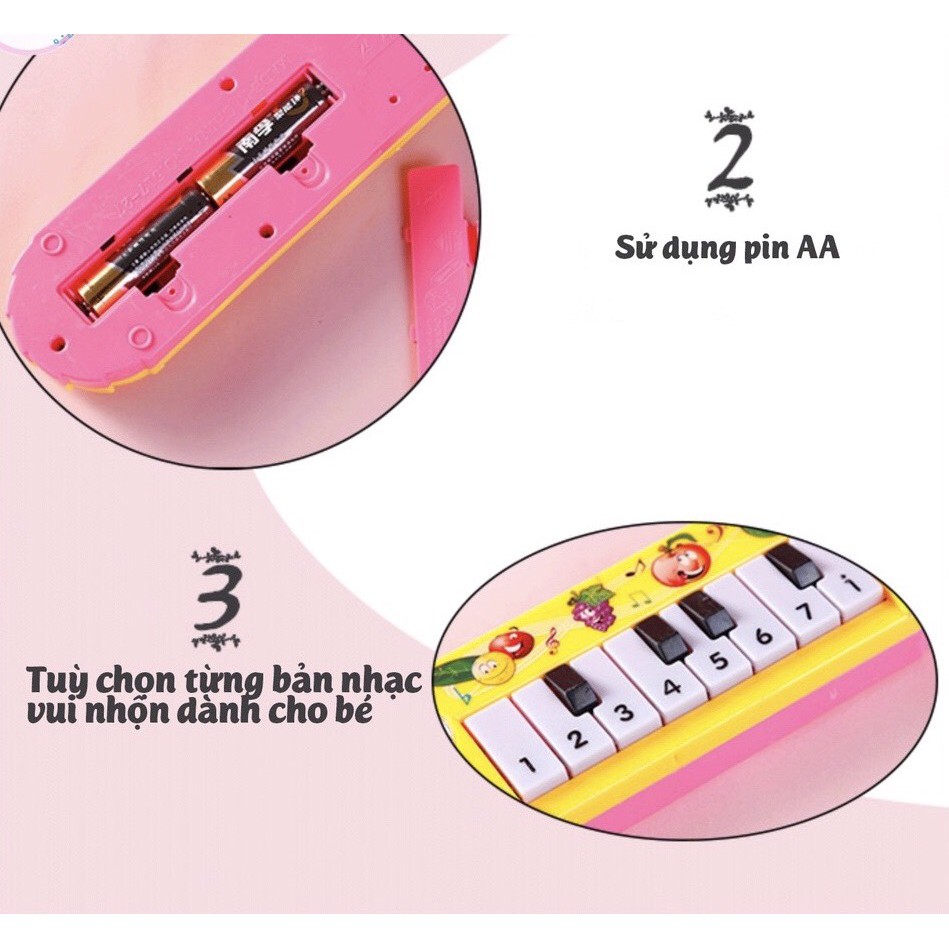 Đàn piano cho bé - Đàn piano mini điện tử ươm mầm âm nhạc cho bé - Đàn cho bé kèm thiết kế tay cầm và thổi bông