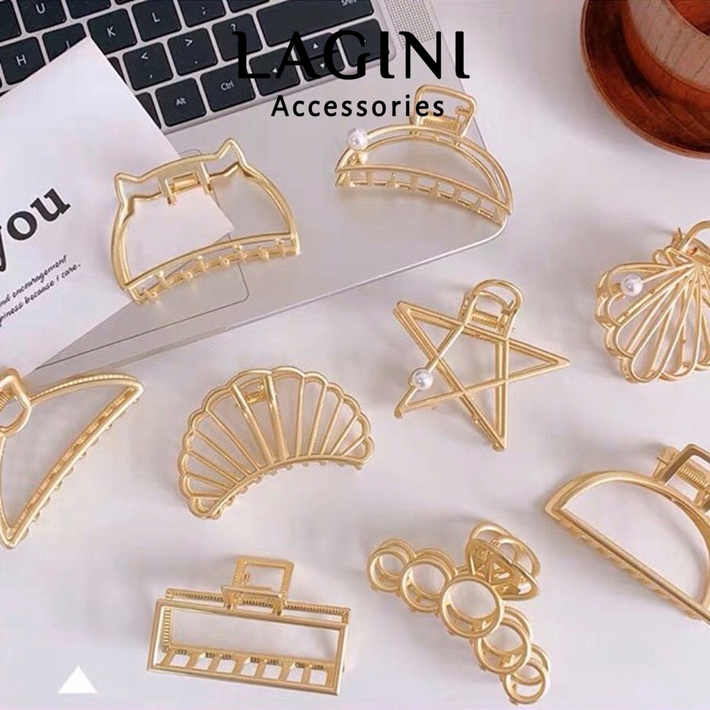 Kẹp tóc kim loại kẹp càng cua Hàn Quốc Lagini đơn giản cỡ vừa dành cho nữ KT10