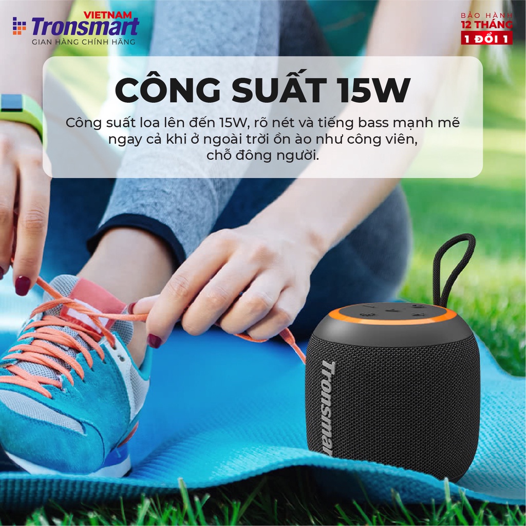 Loa Bluetooth Tronsmart T7 Mini Công suất 15W Âm thanh siêu trâm �Chống nước IPX7 - Hàng phân phối chính hãng