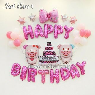 Set bóng trang trí sinh nhật tuổi  heo đẹp
