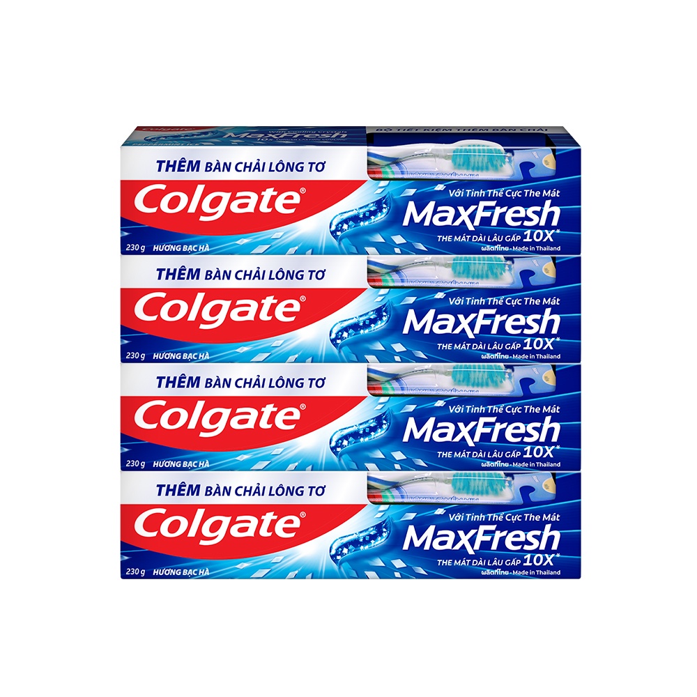 Bộ 4 Kem đánh răng Colgate Maxfresh 230g tặng bàn chải