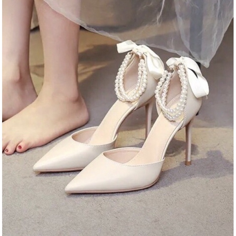 Giày Cao Gót Nữ Dây Đính Ngọc 7 Phân Gót Nhọn Sang Trọng K16