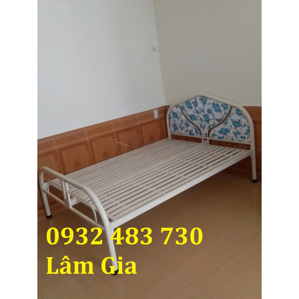 Giường sắt giá rẻ cho gia đình kích thước 1m4-2m màu kem_freeship