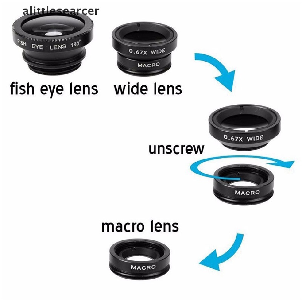 Tròng kính mắt cá góc rộng macro 3 trong 1 cho điện thoại