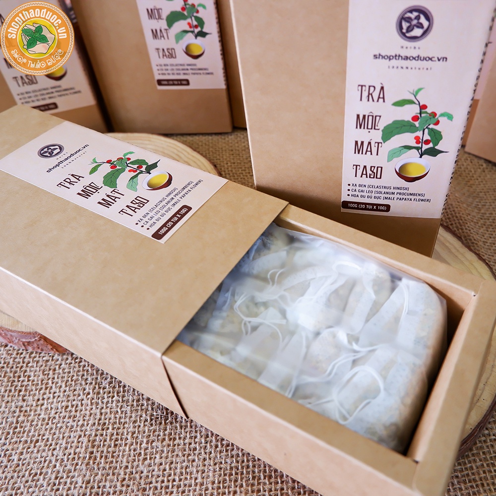 Trà Túi Lọc Mộc Mát Taso  - Kết Hợp Từ Cà Gai Leo, Xạ Đen, Hoa Đu Đủ Đực - Hỗ Trợ Hạ Men Gan Hiệu Quả