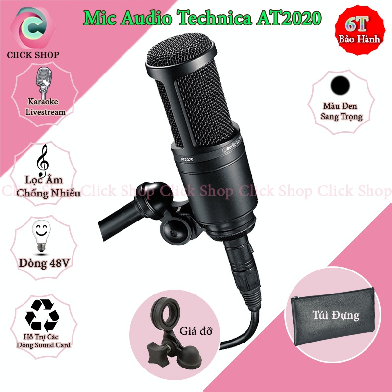 Bộ Mic Thu Âm Cao Cấp AT2020 và Sound card  Focusrite Scarlett Solo Gen 3 Chân kẹp dây livestream MA2 dây mic 3m