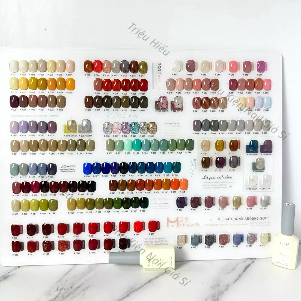 Set sơn 200 màu đủ màu gel thạch nhũ tone Hàn Quốc tặng kèm 2 bảng màu to kèm khung gỗ trưng bày