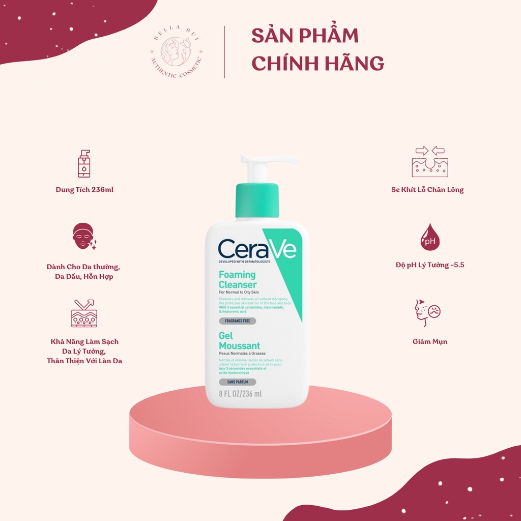 Sữa Rửa Mặt Cerave Foaming Cleanser 236ml