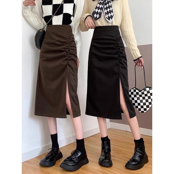 Chân Váy Dài Nhún Trước xẻ tà siêu hot m309