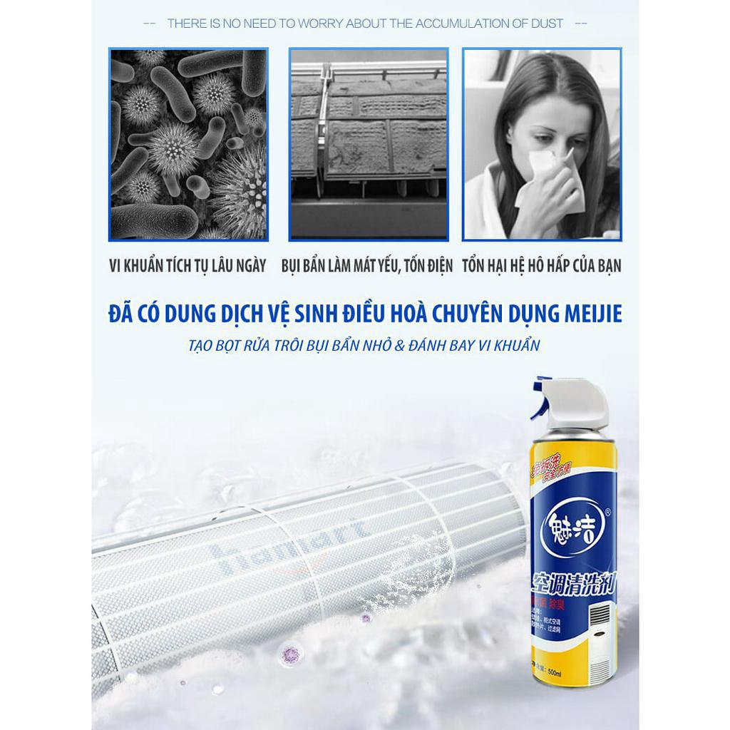 Bình Xịt Vệ Sinh Máy Lạnh Tạo Bọt 500ML Tẩy Rửa Đa Năng Quạt Điều Hoà Máy Làm Mát Toàn Diện