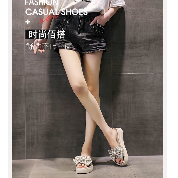 🎀 COOL A Dép Đi Trong Nhà Đế Dày Mềm Mại Thoải Mái Thời Trang Mùa Hè Cho Nữ Dép thắt nơ của phụ nữ mặc bên ngoài thời trang ngoài dày dặn đáy không trơn trượt từ bãi biển kéo dép