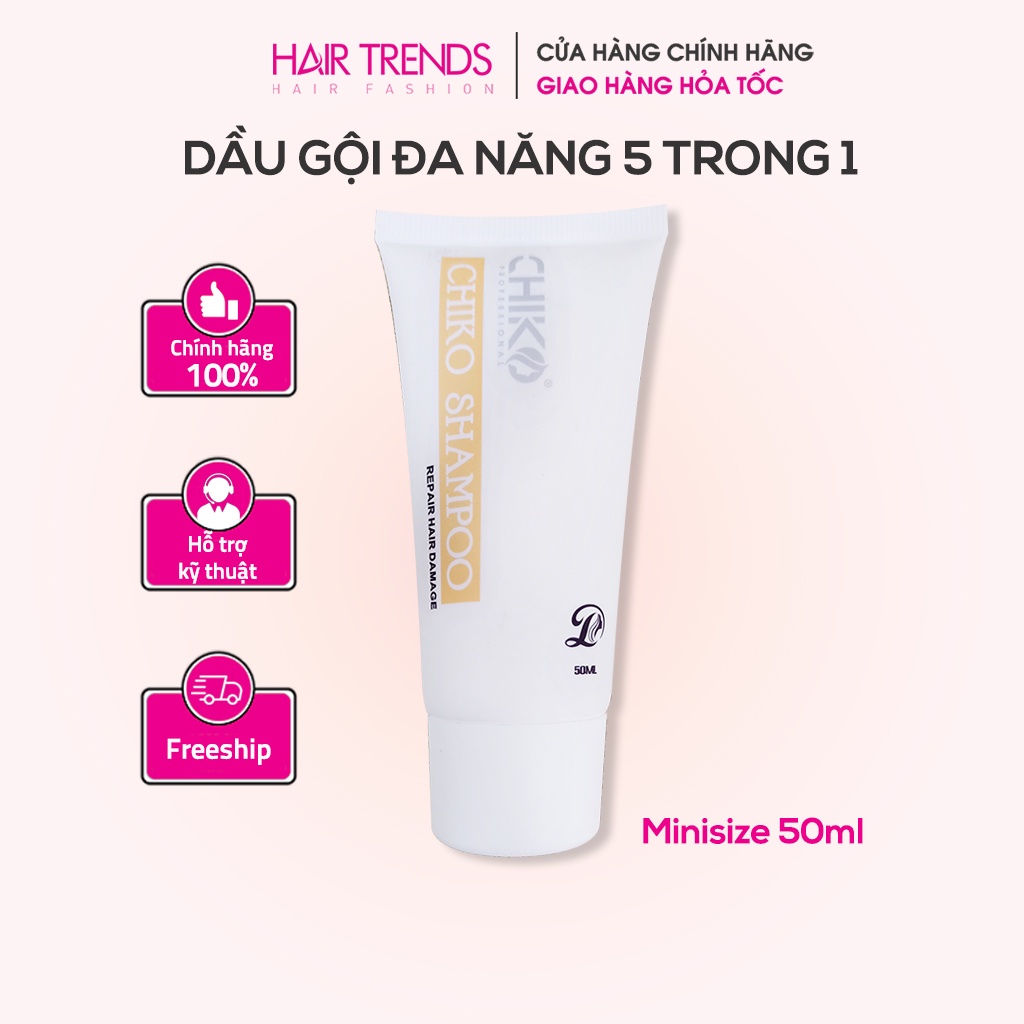 (DÙNG THỬ) Dầu gội 5 TRONG 1 CHIKO - Gội không cần xả tuýp dùng thử mini 50ml