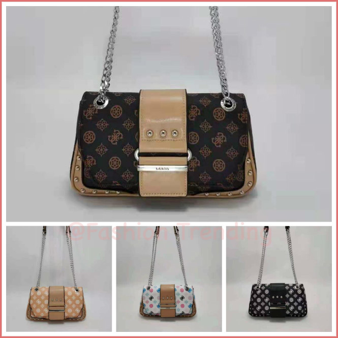 Guess Túi đeo vai nữ dây chuyền Chuỗi túi màu phù hợp với túi sling