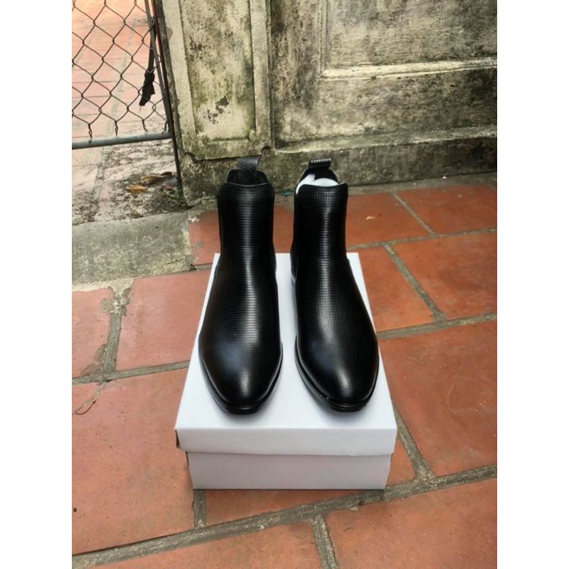 Giày Chelsea Boot Nam Da Bò thật dập vân, kiểu dáng đẹp thời trang, tăng chiều cao