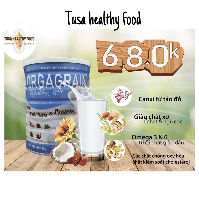 Sữa hạt 36 loại hạt Orgagrain từ óc chó, hạnh nhân,… sữa thực vật đạm cho người ăn chay, giảm cân 900g